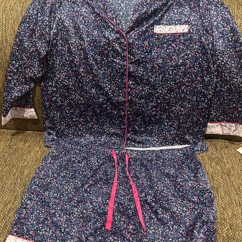 Charter Club Navy Floral Pajama Top